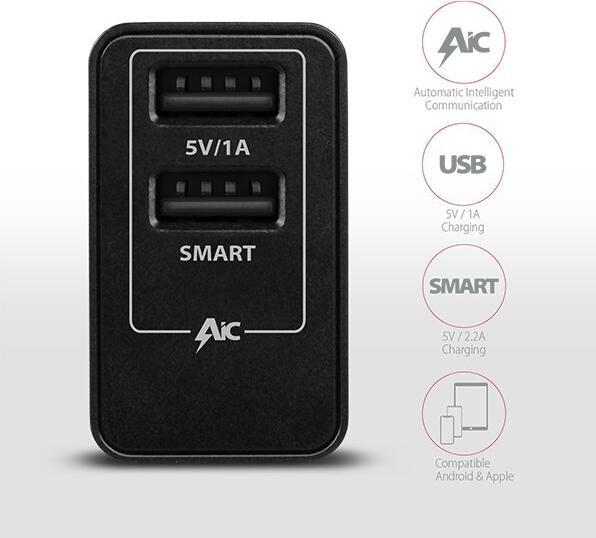 Produktbild Axagon ACU-DS16 Ladegerät für Mobilgeräte Indoor Schwarz (16 W, 2 Ports)