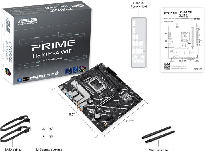 Productafbeelding ASUS PRIME H810M-A WIFI (LGA 1851, Intel H810, mATX)
