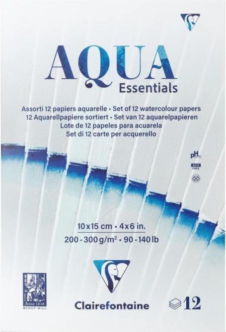 Clairefontaine Assorted pad 12 wate rcolour papers 10x15 (200 g/m², 12 x)
