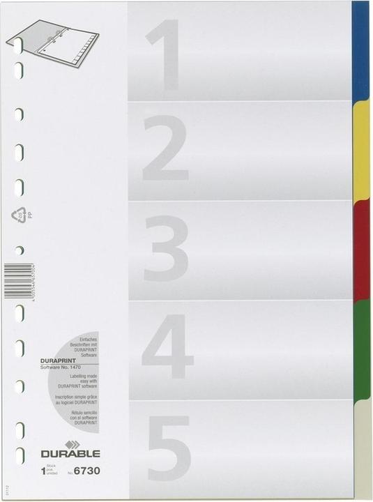 Produktbild Durable REGISTER PP MIT FARBIGEN TABEN 5 BLATT 25 ST 673027