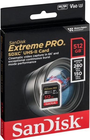 Actual product image SanDisk Extreme PRO UHS-II V60 (512 GB, SDXC, U3, UHS-II)