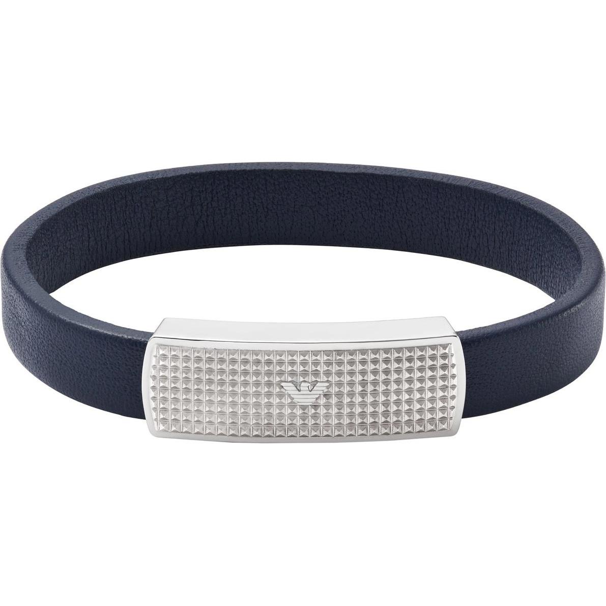 Emporio Armani, Bracciale, Fondamenti Fondamentali, (19.50 Cm, Acciaio Inossidabile, Cuoio)