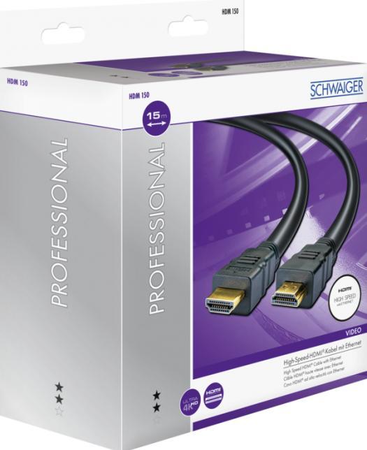 Produktbild Schwaiger HDM150 013 HDMI-Kabel 15 m HDMI Typ A (Standard) Schwarz (15 m)