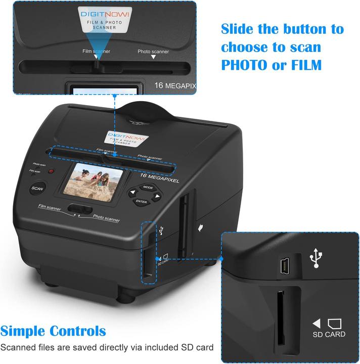 Image du produit Digitnow! Scanner de diapositives 16MP tout-en-un film