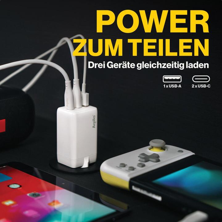 Productafbeelding Aqiila Chargebird W3 - GaN Muurlader, 65W PD - Wit (65 W, 3 ports)