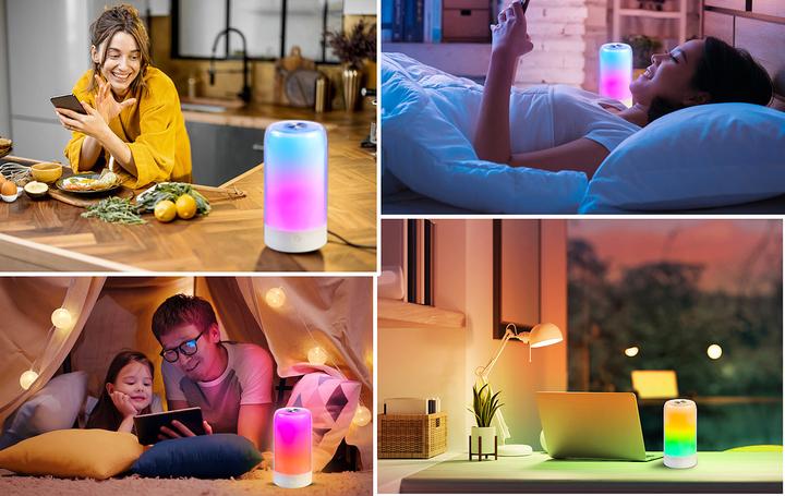 Produktbild Luminea 2er-Set smarte Stimmungsleuchten mit RGB-IC-LEDs