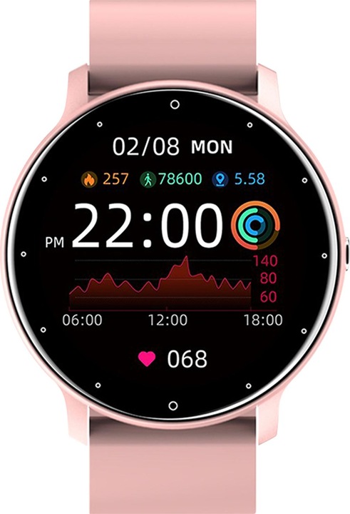 Actual product image North Edge Smartwatch with activity tracker, silicone strap - pale pink (44.70 mm)