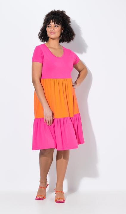 Produktbild Miamoda Jerseykleid, bequeme Passform, Colorblocking, Volants (52)