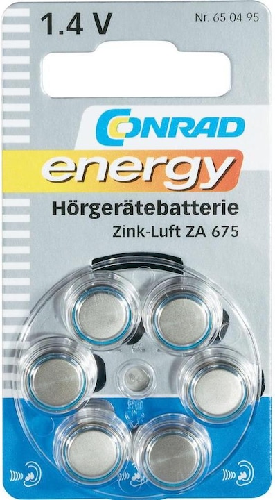 Produktbild Conrad energy Hörgerätebatterien ZA675 (6 Stk., 675, 630 mAh)