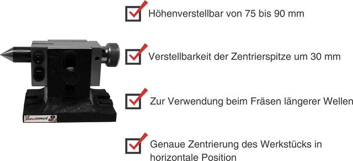 Produktbild Paulimot Reitstock für Teilapparate, höhenverstellbar von 75 bis 90 mm