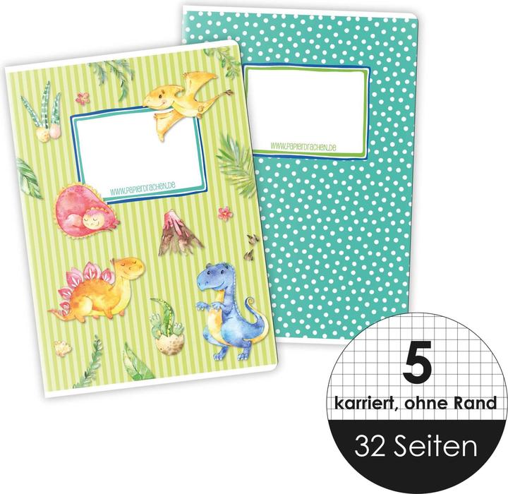 Produktbild Papierdrachen Schulhefte 4er Set (A5, Liniert, Kariert, Kein Einband)