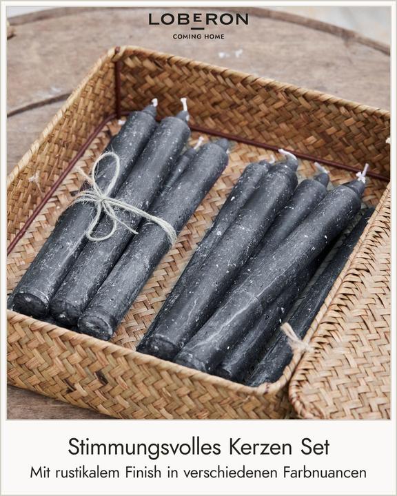 Produktbild Loberon Kerze 12er Set Bauceau dunkelgrau (12 Stk.)