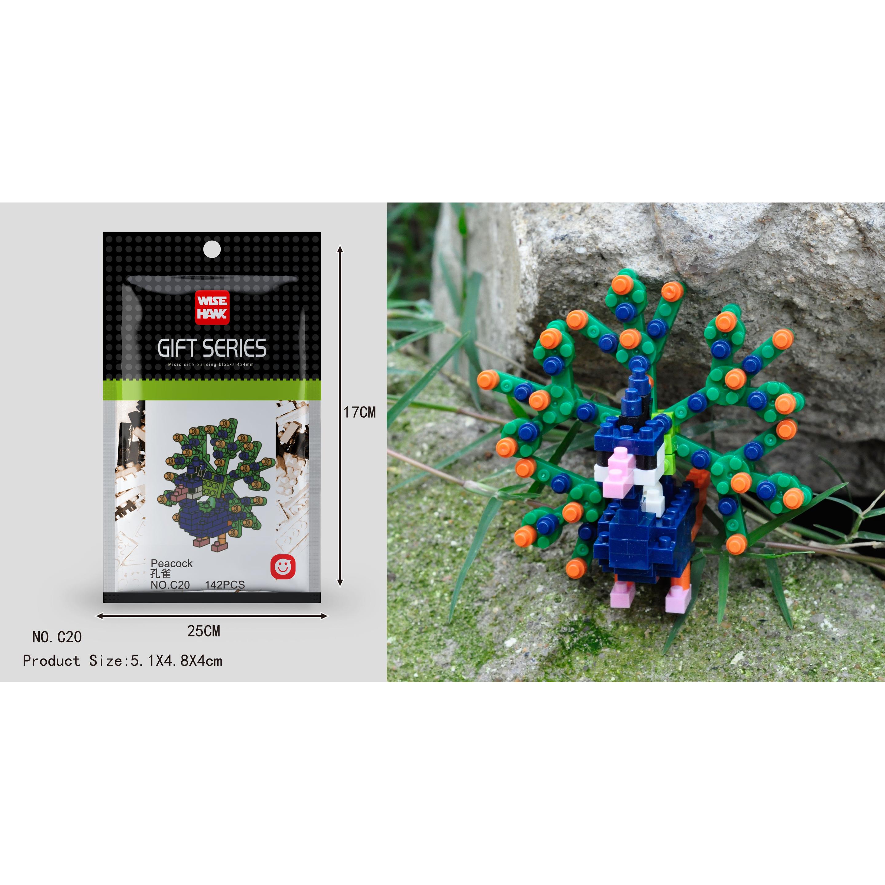 Tinisu Blauer Pfau Figur Bausteine Modell LNO Micro-Bricks