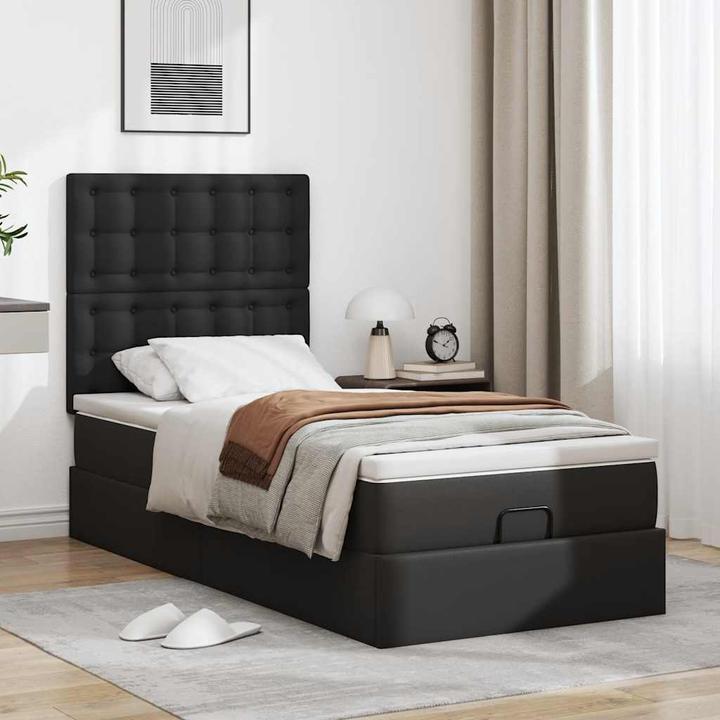 Image du produit VidaXL Lit Ottoman avec matelas Noir 100x200 cm Similicuir (100 x 200 cm)