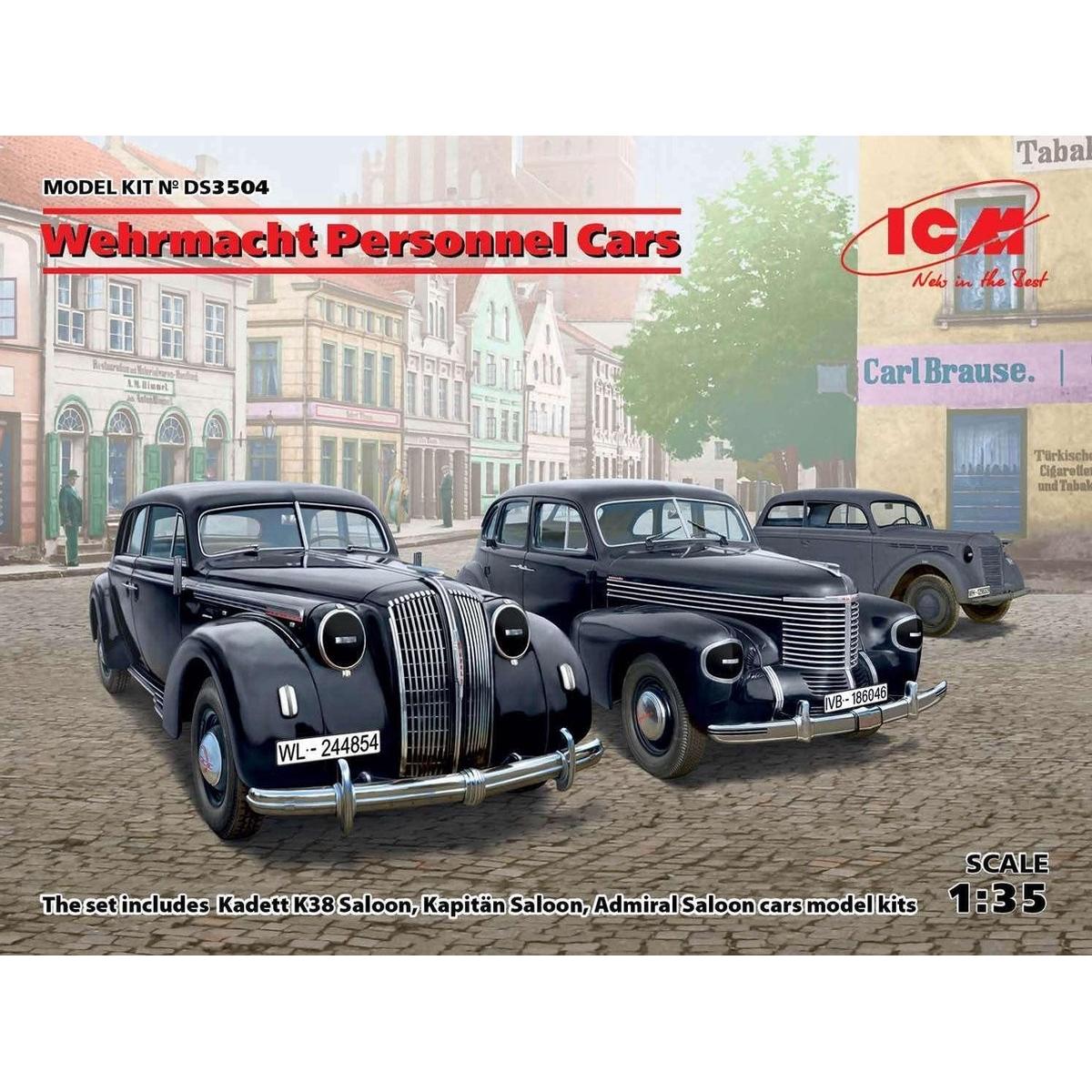 ICM Wehrmacht Personnel Cars(Kadett K38 Salo Kapitan Saloon,Admiral Saloon) (DS3504)