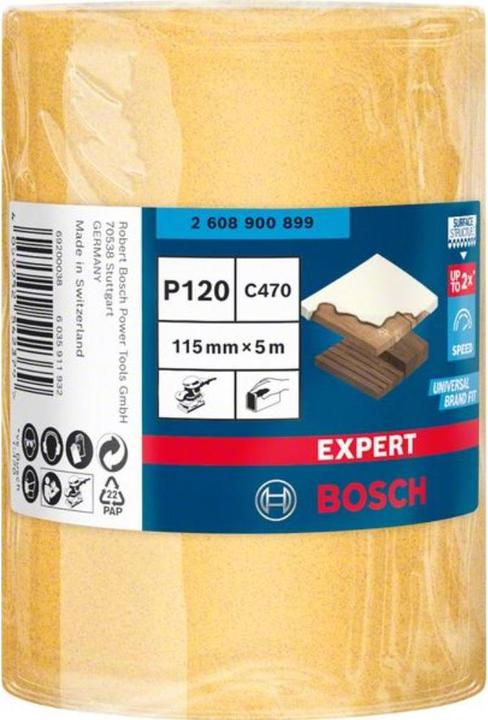 Actual product image Bosch Professional Zubehör Expert C470 Sandpaper roll for hand sanding,115 mm, 5 m, G 120 (120)