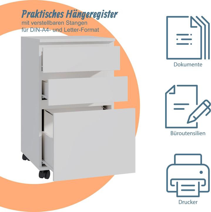 Image du produit Relaxdays Rollcontainer mit 3 Schubladen (40 x 40 x 70 cm)