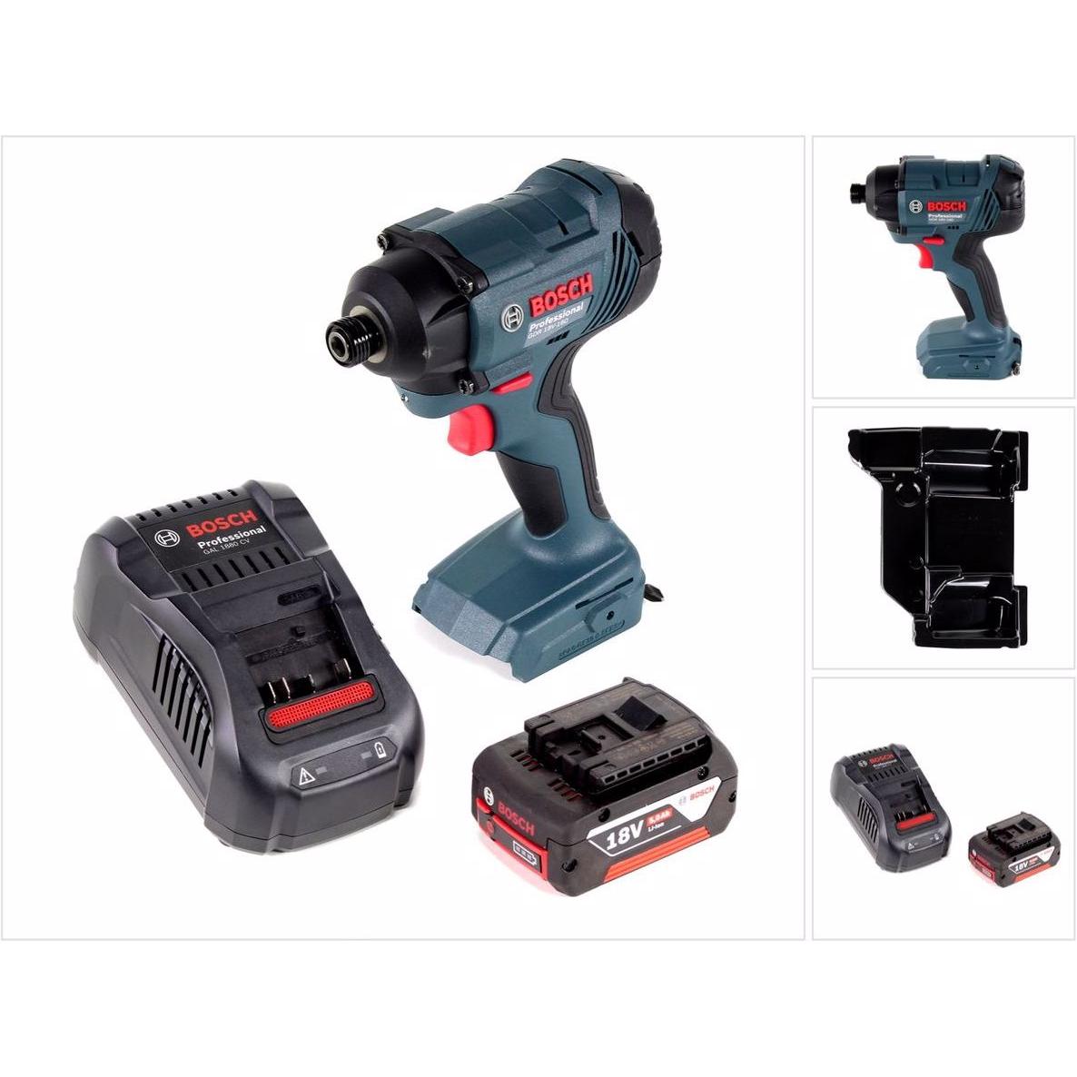 Bosch Professional, Bohrmaschine + Akkuschrauber, Bosch GDR 18V-160 Akku Drehschlagschrauber 18V 1/4" 160Nm + 1x Akku 5,...