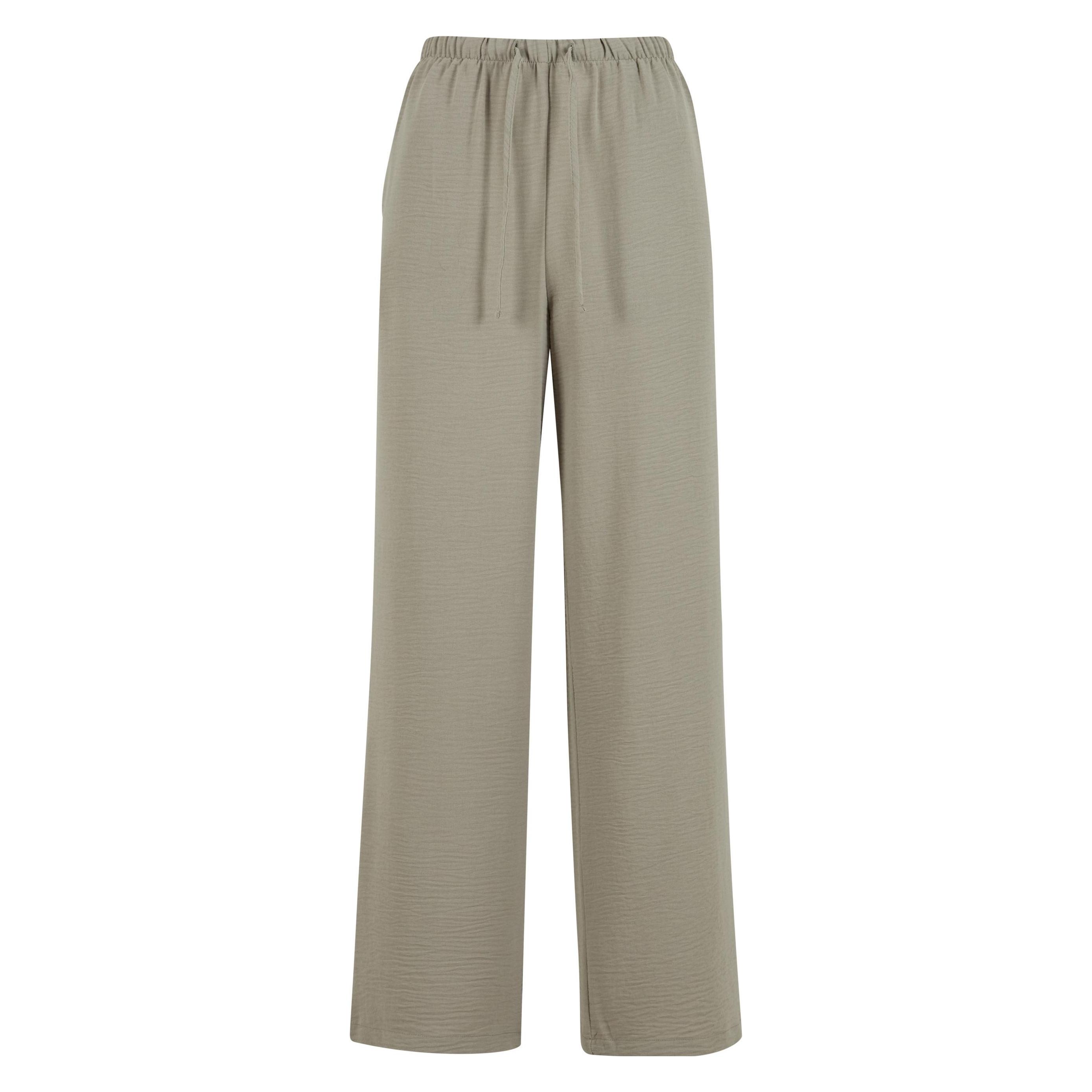 Urban Classics, Damen, Hosen, Ladies Structured Wideleg Pants - 193263, Grün, (M)