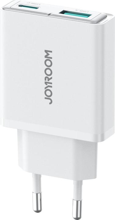 Actual product image Joyroom Ultrathin Wall Charger Double Port USB-C+USB-A, 20w - White (20 W, 2 ports)