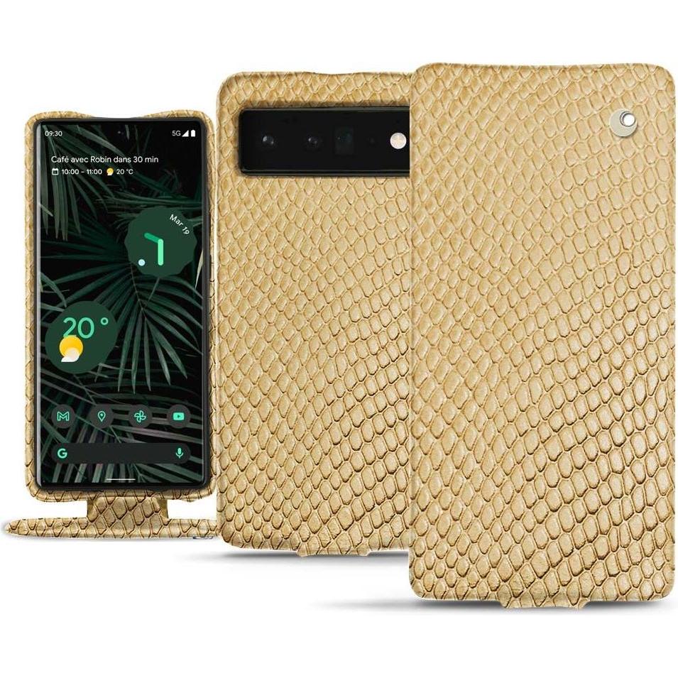 Noreve Lederschutzhülle vertikal (Google Pixel 6 Pro), Smartphone Hülle, Beige