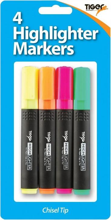 Produktbild Tiger Stationery HighlighterStift 4erPack Kunststoff (Bunt, 4 x)