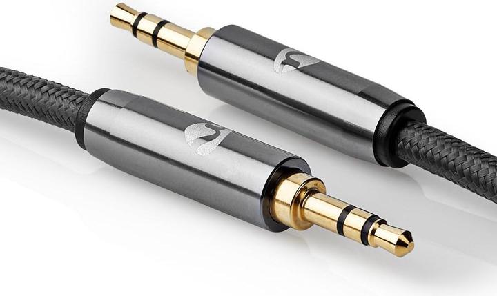 Image du produit Nedis Câble audio stéréo 3.5 mm mâle 3.5 mm mâle Plaqué or 5.00 m rond Gris / Gun Metal Gris Ve (5 m, Jack 3,5 mm (AUX))