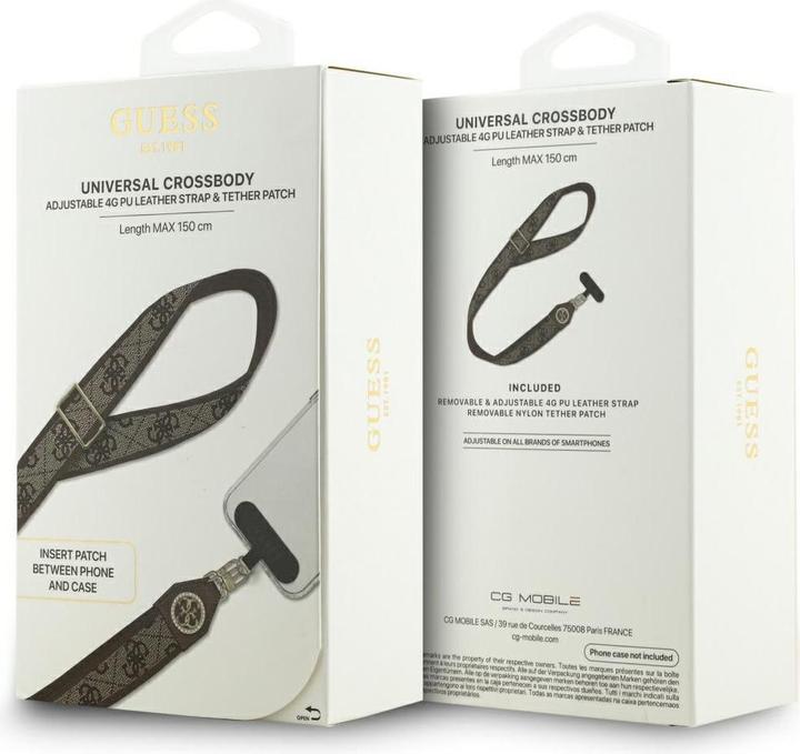 Actual product image Guess Universal lanyard CBDY 4G Tether Patch Strass Metal Logo brown