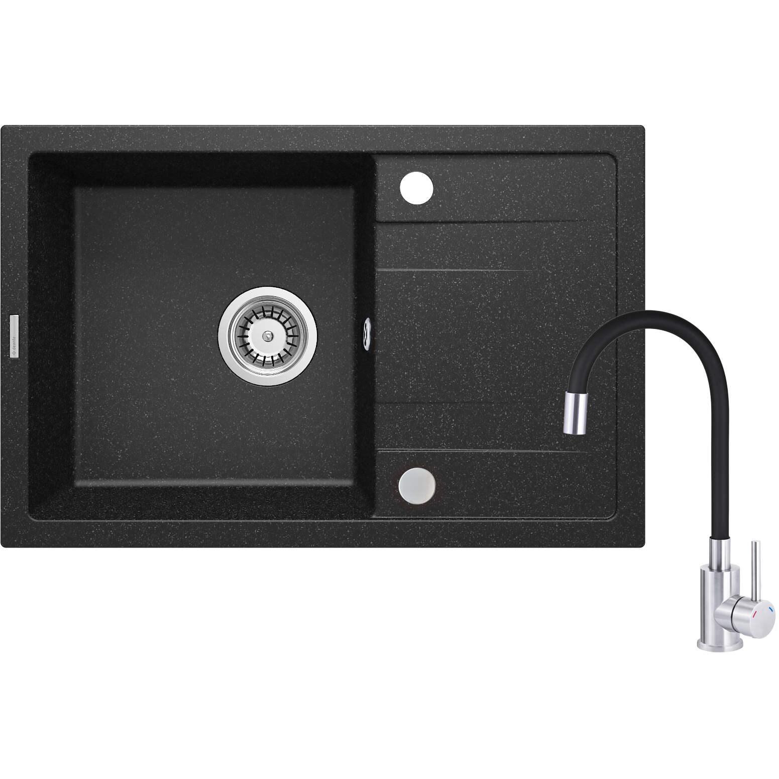 Deante Nero Lavello, Zlewozmywak Corio Zlewozmywak Granitowy Z Baterią 1-Komorowy Z Ociekaczem (48 Cm, 78 Cm)