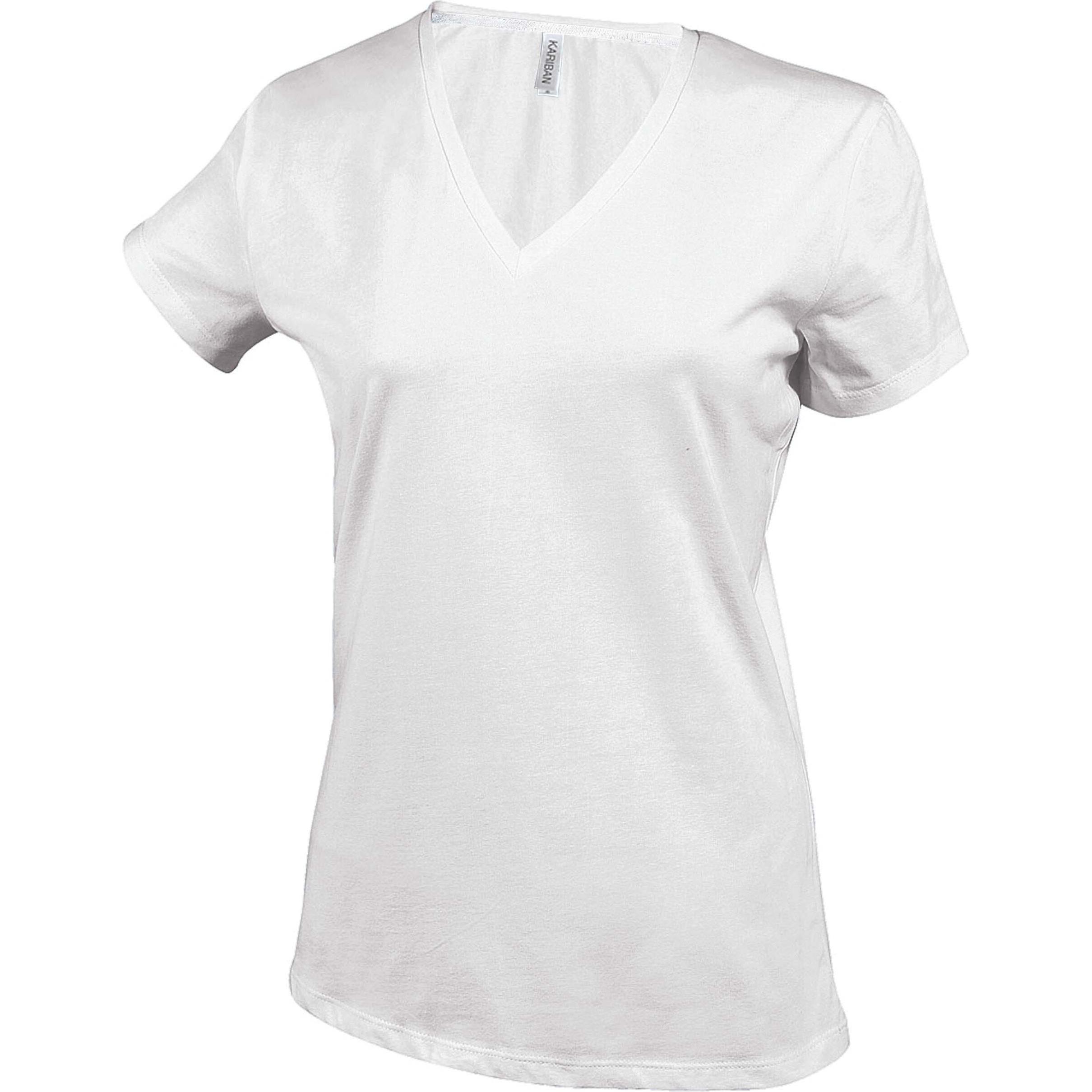 Kariban, Damen, Shirt, V-Ausschnitt blanc, Weiss, (XL)