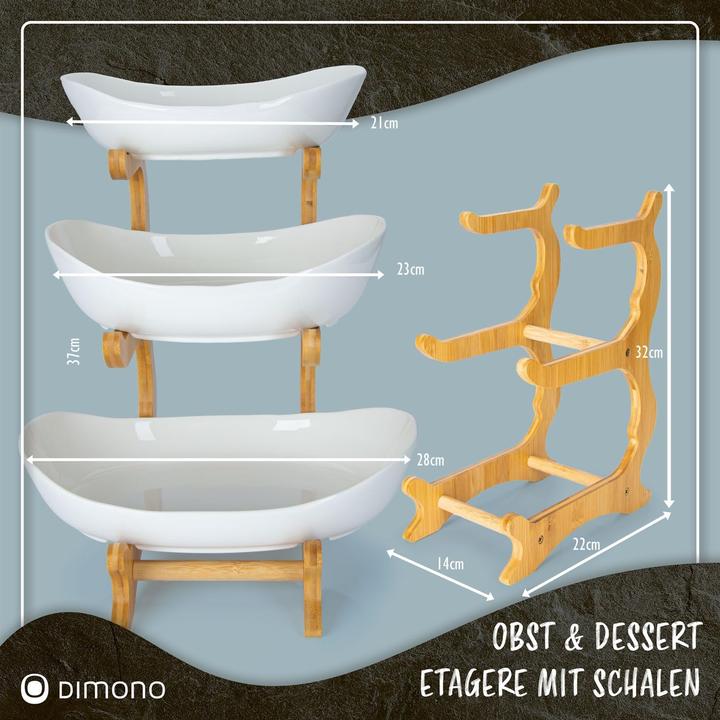 Actual product image Dimono 3-stufige Etagere mit Bambusgestell