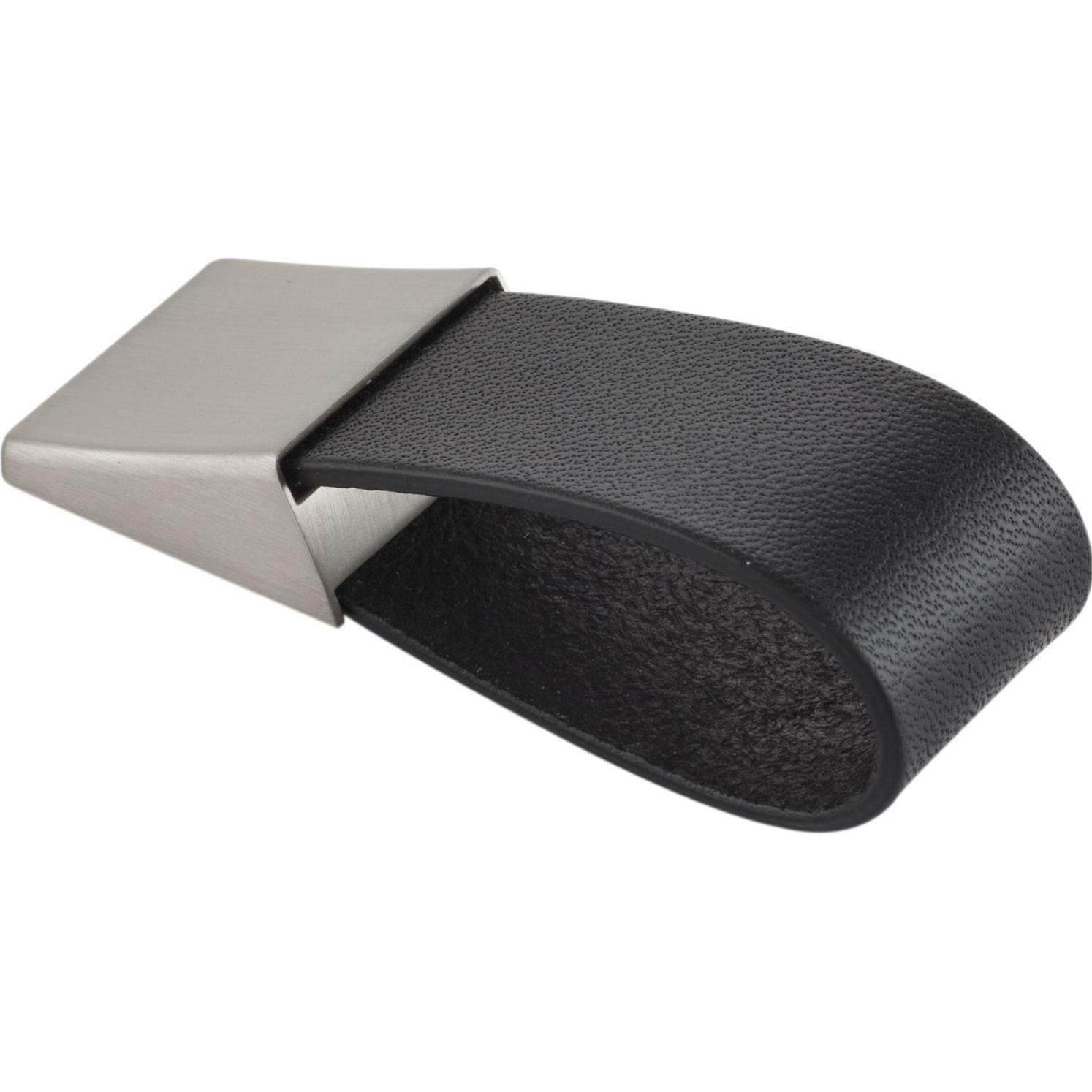 Furnipart, Möbelgriff, Knopf Safari Breite 24, Tiefe 26 mm, Leder/ZN schwarz/Edelstahl Effekt