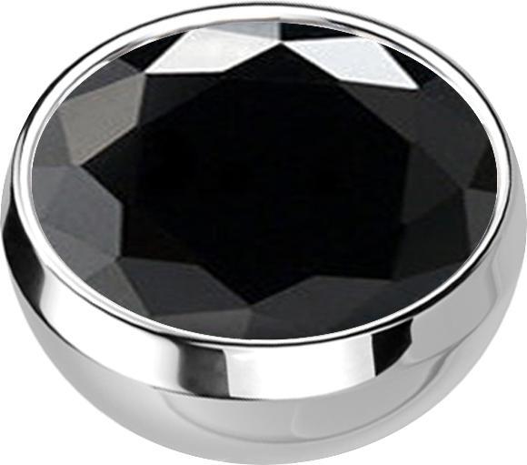 Produktbild Star Piercing Micro Halbkugel silber mit Kristall schwarz (ohne Messing, Chirurgenstahl 316L)