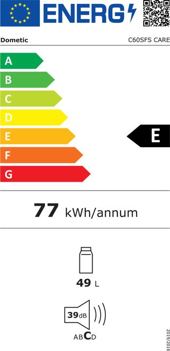 Energie-Label Dometic MINIBAR HIPRO CARE RECHTS 49L (C60SFS-R COMPRES WS) (49 l)