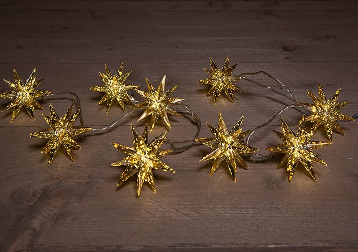 Produktbild G. Wurm Lichterkette Stern 3D 10 LED warmweiß 1,5M Zuleitung, IP 44 Trafo, mit Zeitschaltuhr 8/16 aus