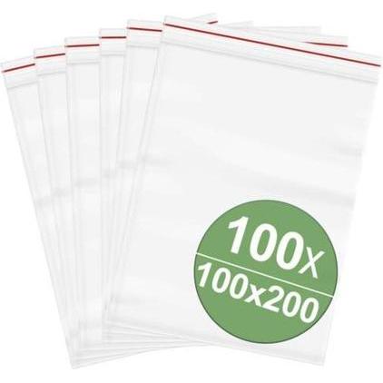 Quadrios, Verpackungsmaterial, Druckverschlussbeutel ohne Beschriftungsstreifen (B x H) 100 mm x 200 mm Transpa