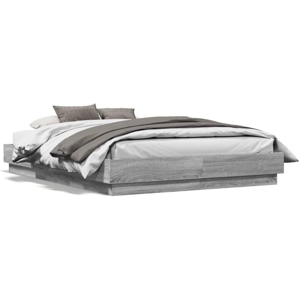 VidaXL, Bett, Bettgestell mit LED -Eiche (120 x 190 cm)