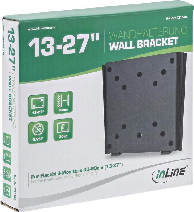 Immagine prodotto InLine Supporto a parete per schermi piatti (Muro, 27", 30 kg)