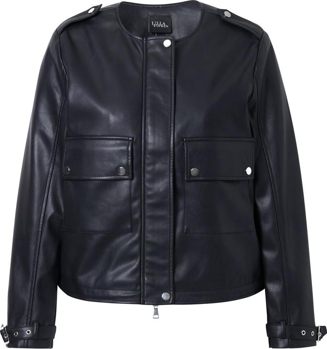 Produktbild Ulla Popken Jacke, Lederoptik, Oversized, Rundhals, 2-Wege-Zipper (62)