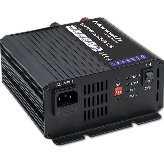 Qoltec Inteligentna ładowarka Monolith per l'alimentazione di LiFePO4 AGM GEL SLA 10A 12V, Alimentatore PC, Nero