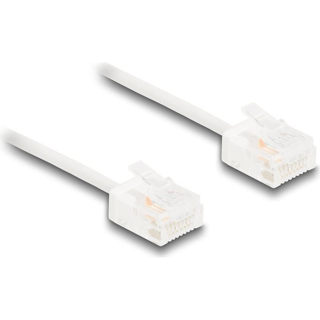 Delock RJ45 Netzwerkkabel Cat.6 UTP Ultra Slim 5 m weiss mit (U/UTP, CAT6, 5 m), Netzwerkkabel