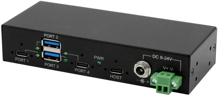 Produktbild Exsys 4 Port USB 3.2 Gen 2 Metall HUB, incl. Netzteil 12V/2A, USB 3.0 Kabel, Din-Rail (USB-C, 4 Ports)
