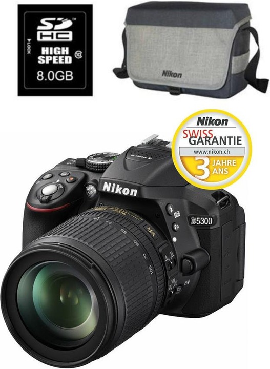 Produktbild Nikon D5300 Kit inkl. Speicherkarte und Tasche (24.20 Mpx, APS-C / DX)