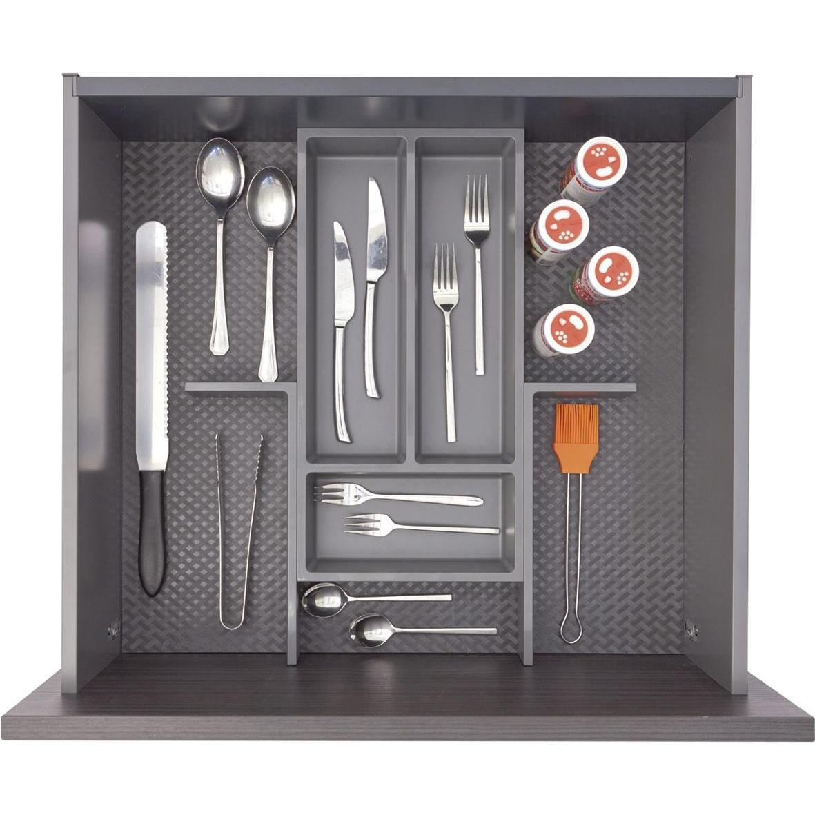 Ninka Besteckeinsatz mit Trenner Basis-Set 4 Tiefe 500/550mm, dunkelgrau, Besteckkasten, Grau