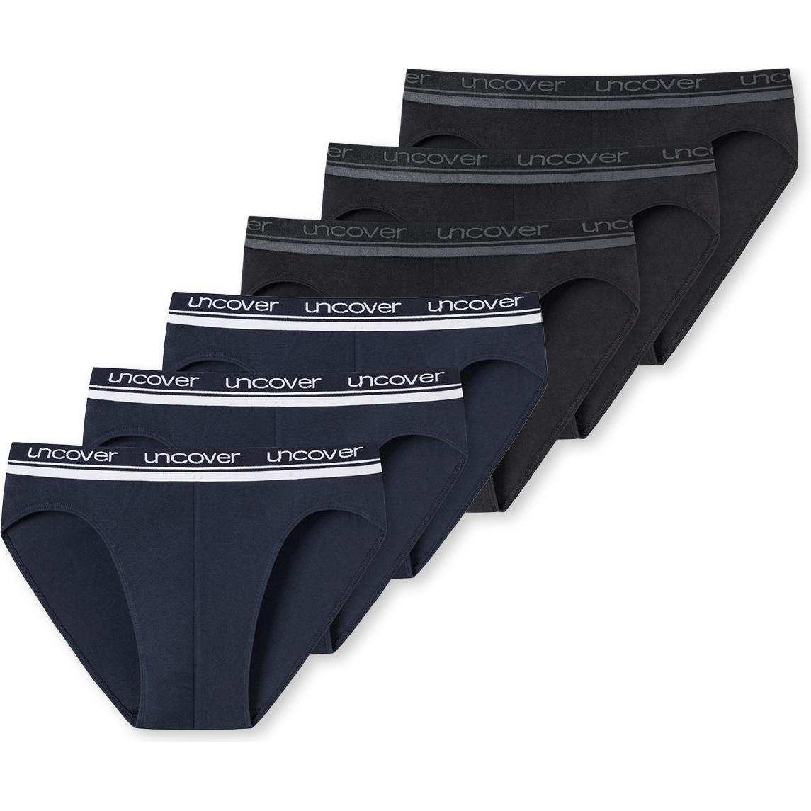 Uncover by Schiesser, Herren, Unterhosen, 6er Pack Basic Rio Slip / Unterhose, Blau, Schwarz, (L, 6er Pack)