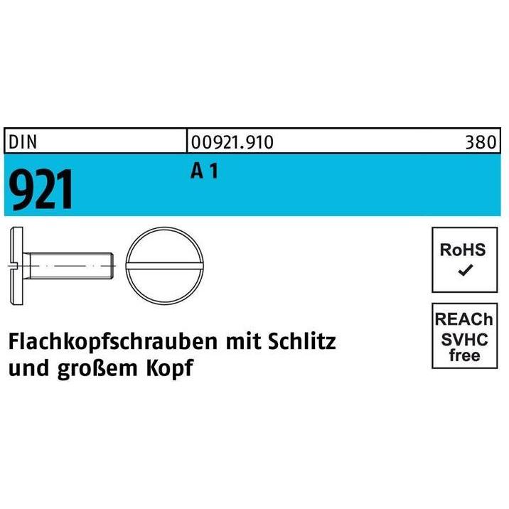 Schrauben, Flachkopfschraube DIN 921 m.Schlitz M 3 x 6 A 1 (100 Schrauben pro Stück)