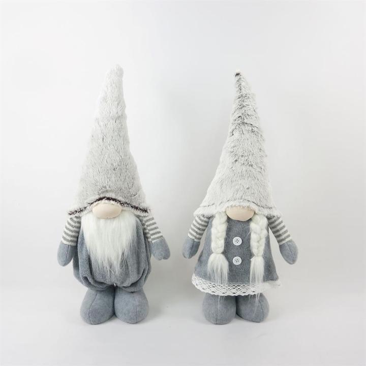 Produktbild GuGus Deko Wichtel Santa Mädchen stehend L:7cm x B:20cm x H:54cm Farbe: Weiss / Grau