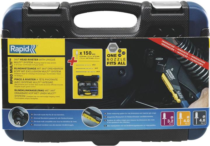 Immagine prodotto Rapid RP60 Pinza multipla per rivetti ciechi con testa rotante (48 mm)