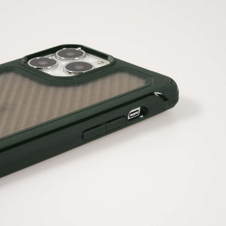 Actual product image PhoneLook Military Elite compact cover with semi-transparent carbon backing (Apple iPhone 14 Pro)