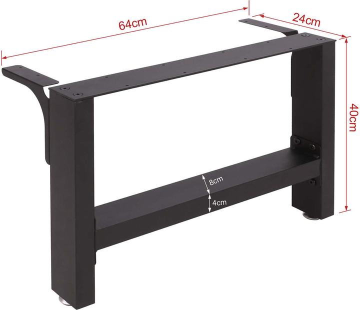 Produktbild Wiltec Tischbeine Set 64x40cm Stahl lackiert pulverbeschichtet Tischgestell